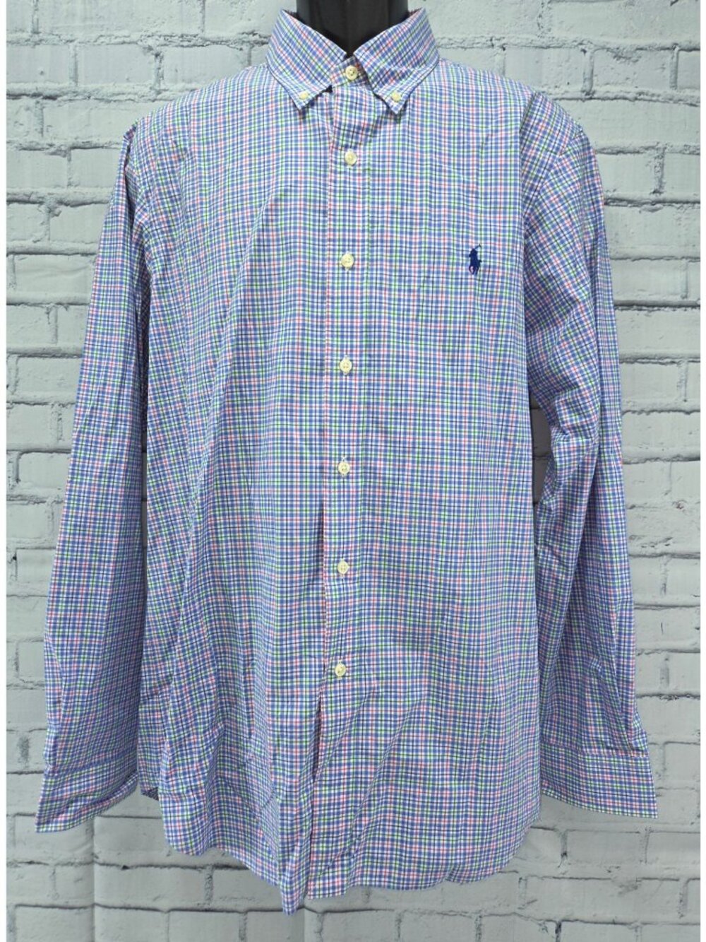 Ralph Lauren Multicolor Plaid Button-Down Shirt Large Long Sleeve Classic Fit